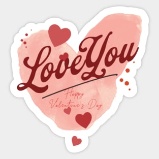 Love you, Happy Valentines Day,14 February , Red Heart Sticker